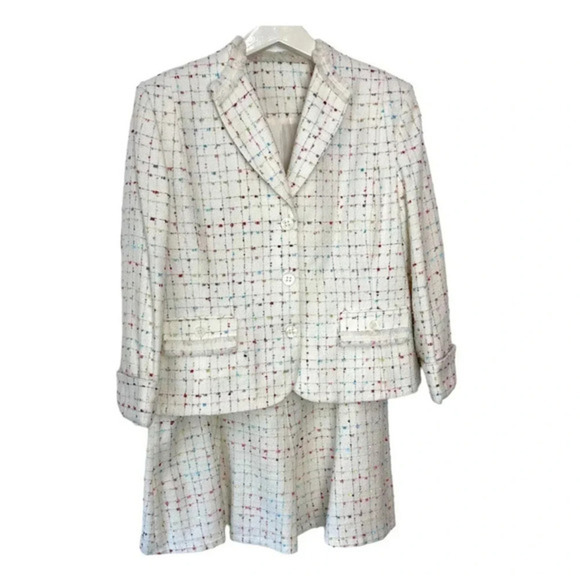 Sag Harbor 18/20 ivory with multi color skirt & blazer professional suit - Picture 9 of 9